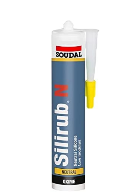 Soudal SILIRUB N General Purpose Low Modulus Neutral Cure Silicone Sealant, Primerless Adhesion on Most Surfaces - 300ml - Brilliant White
