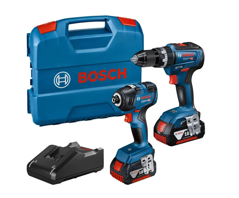 Bosch 18V Professional Twin Packs for Ultimate Power and Performance with 2 x 4.0Ah Batteries & Charger in Case